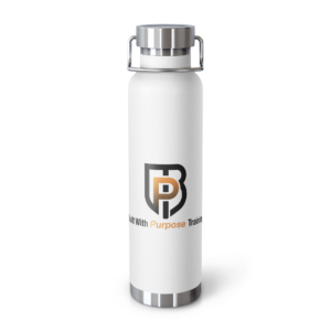 Insulated Copper Water Bottle with Gold and Black Built with Purpose Logo